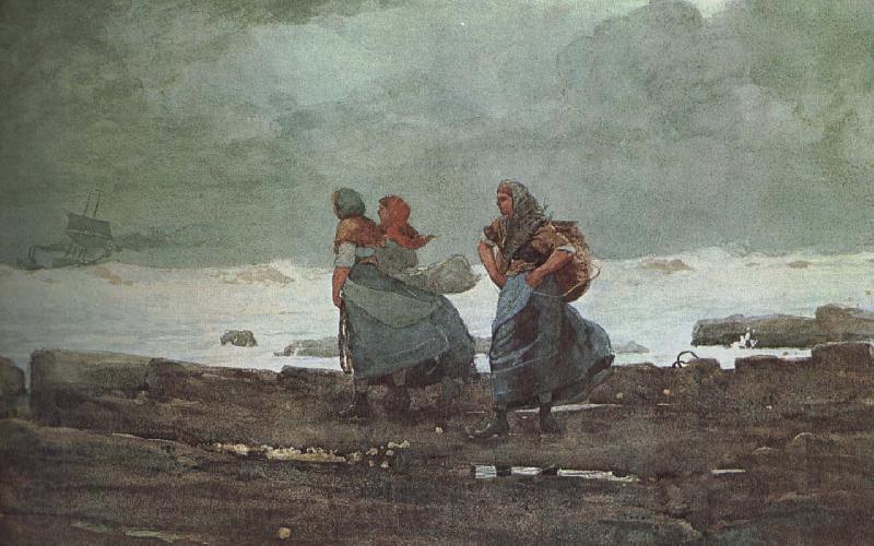 Winslow Homer Fisherwoman Mother Norge oil painting art